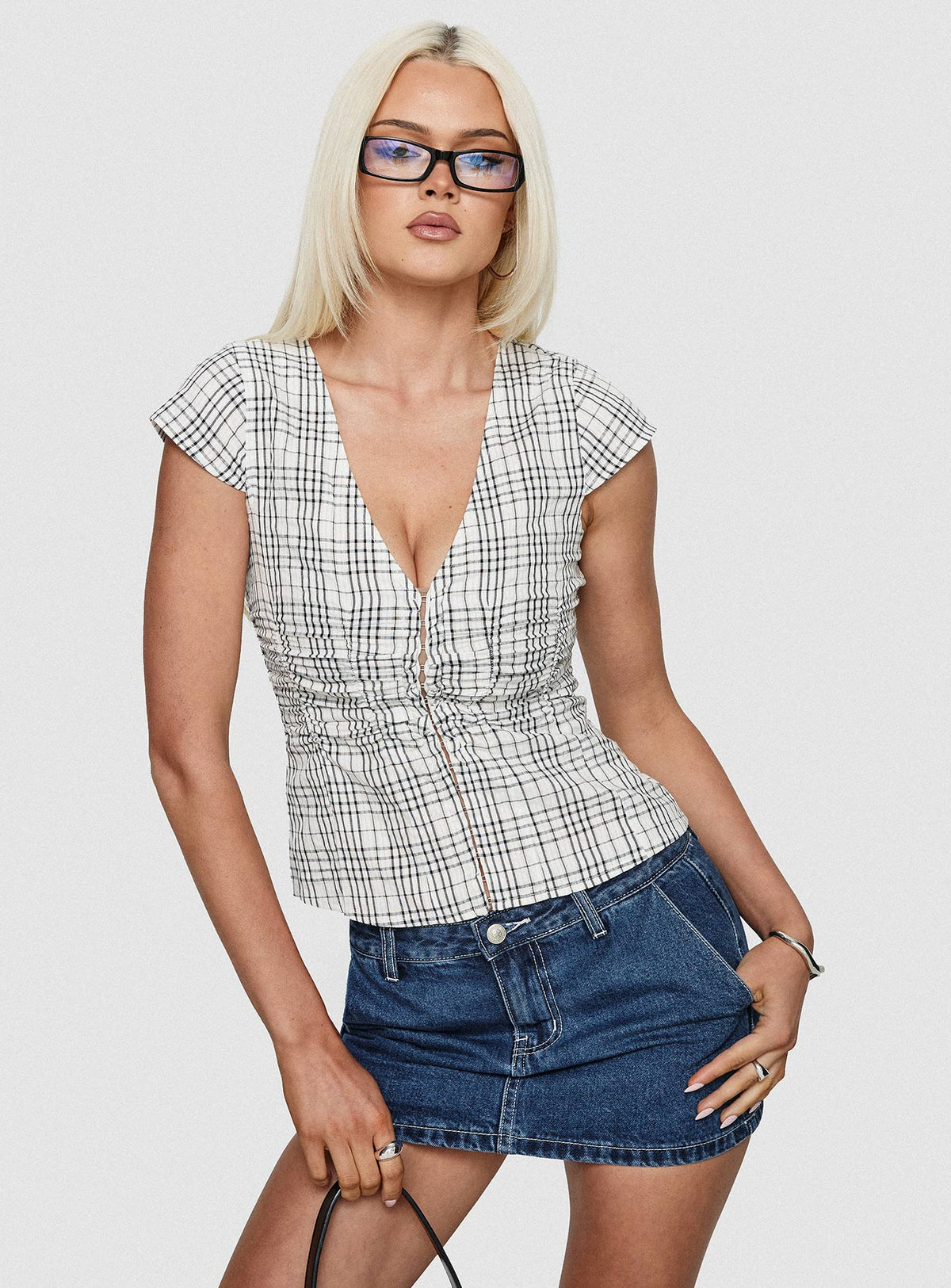 Annaleah Low Rise Denim Skort Mid Blue