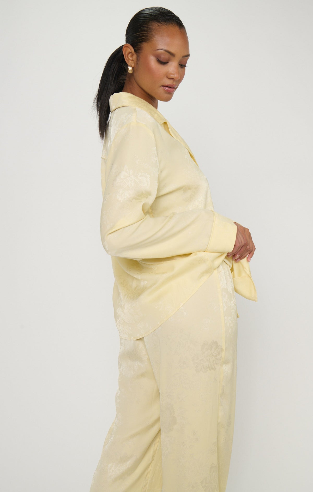 Classic PJ Set ~ Yellow Floral Silky