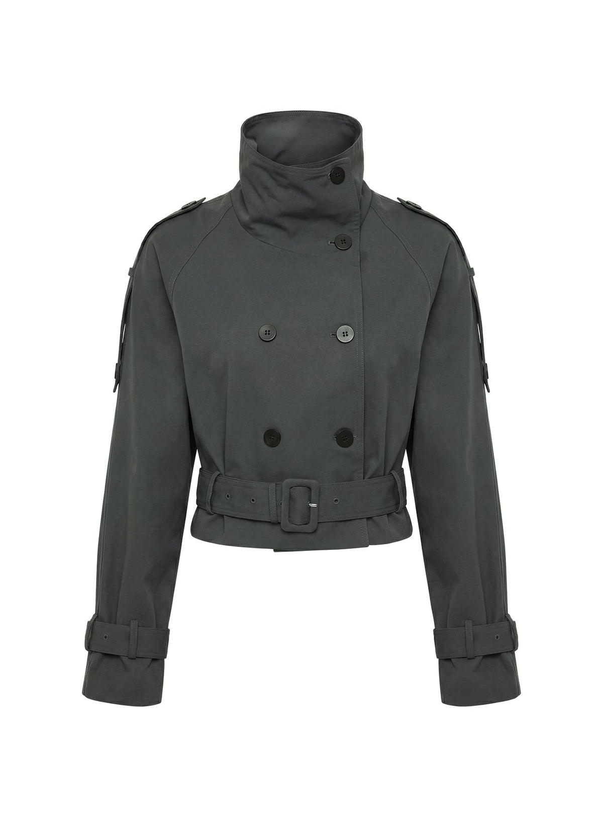 Blanc Cropped Trench Coat Olive