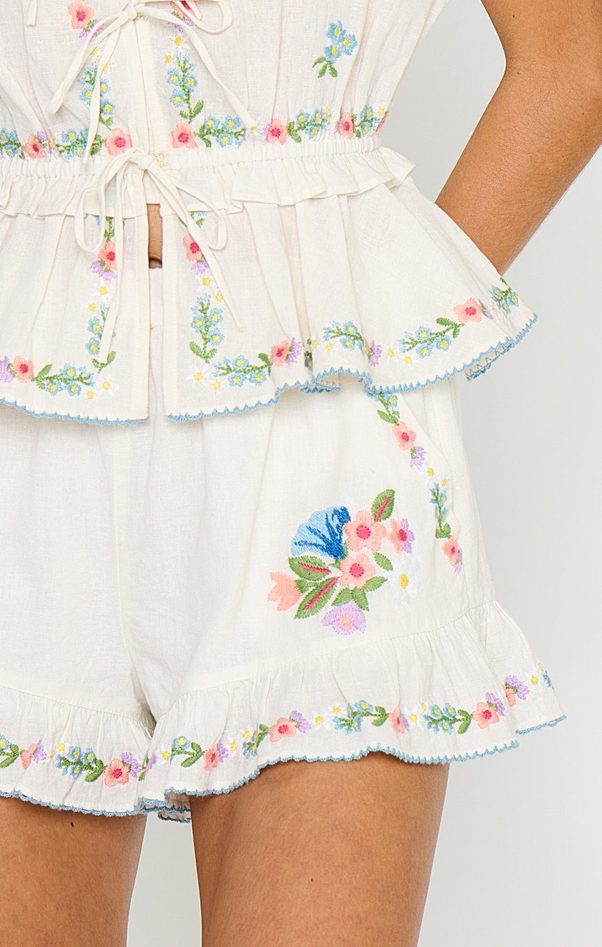 Cannes Shorts ~ Wild Meadow Embroidery