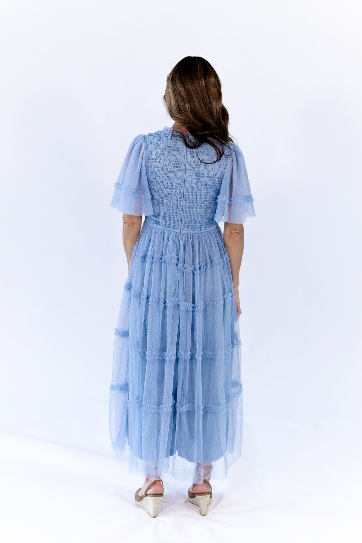 Georgina Mesh Dress · Dusty Blue