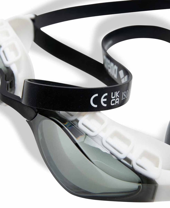 Arena Air Sonic Racing Goggles in smoke and black with adjustable strap and clear lens, designed for high-performance racing.