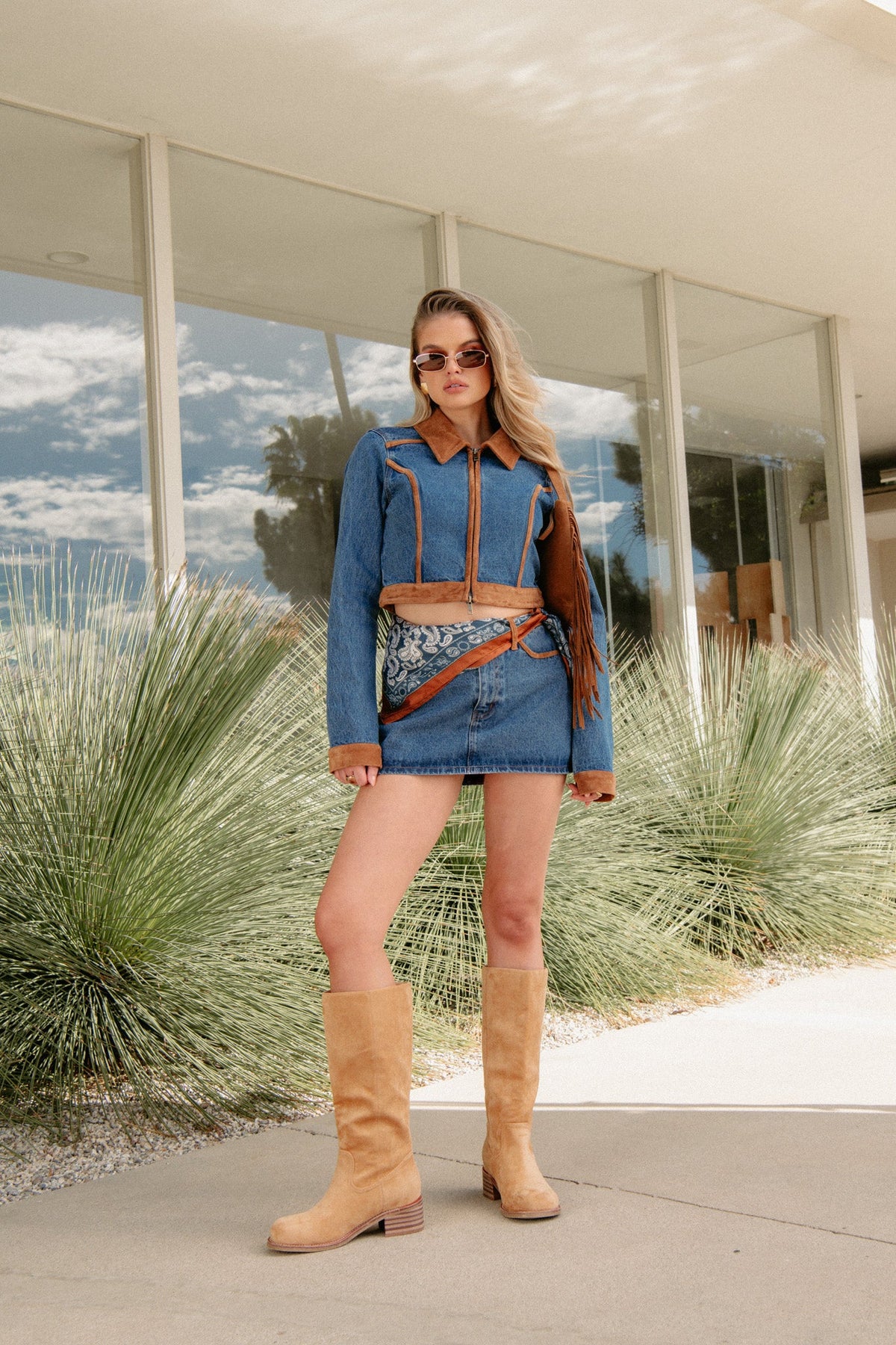 Dawson Skort ~ Indigo with Faux Suede
