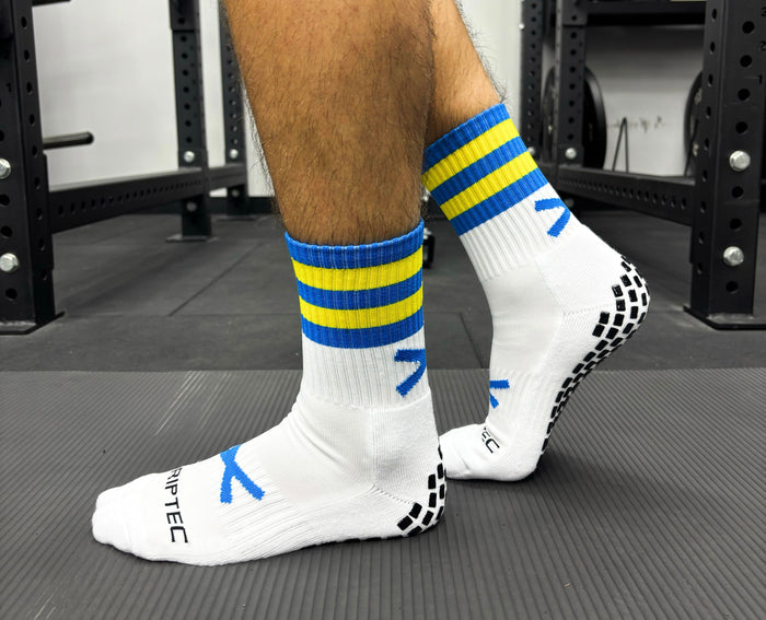 GAA Grip Socks | X Pro Midi Sports Socks | Blue & Yellow | Lar Corbett Sports