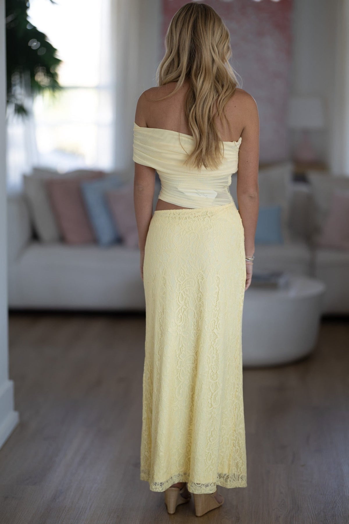 Magical Moments Lace Maxi Dress - Butter Yellow