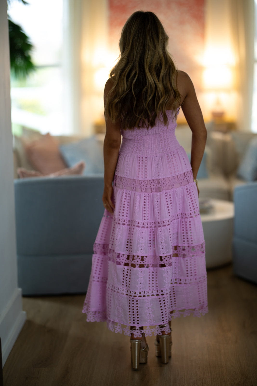 Early Evening Midi Dress - Lavender Pink