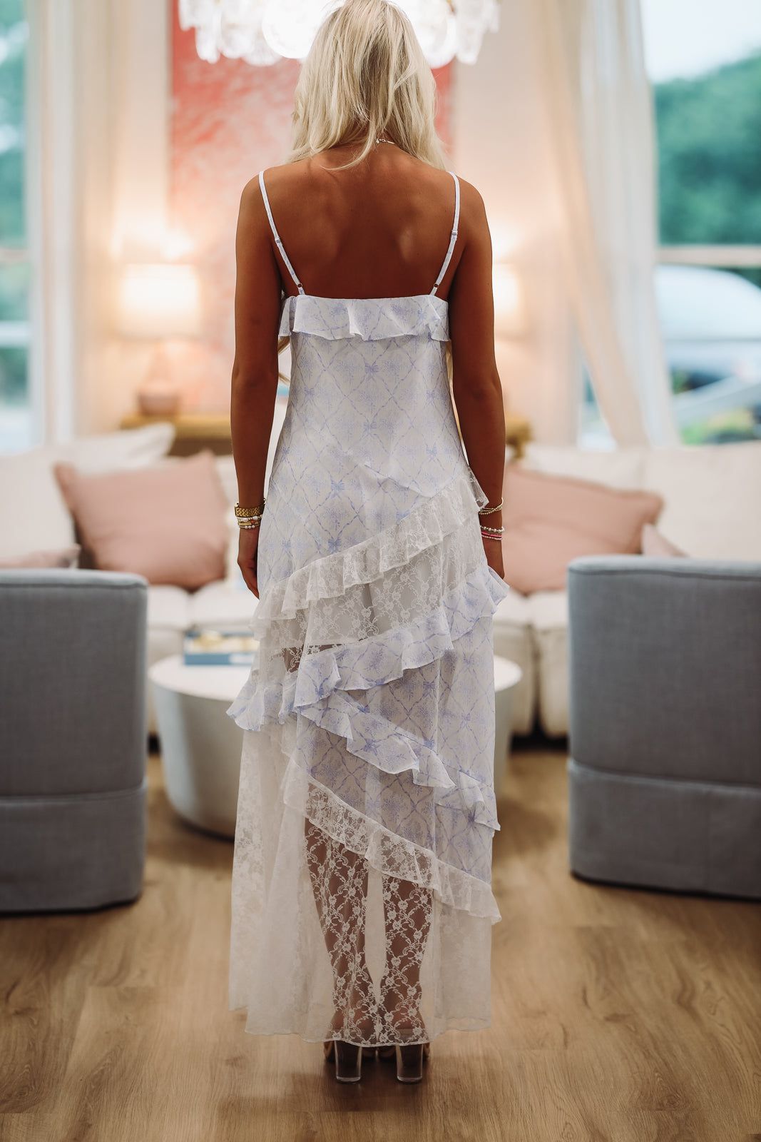 Lace Ever so Fancy Maxi Dress Gown - Blue