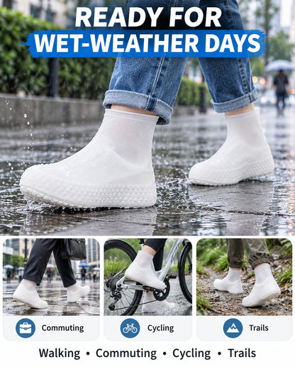 Packable Stretch-On Rain Shoe Covers – Reusable Waterproof Overshoes for Everyday Footwear