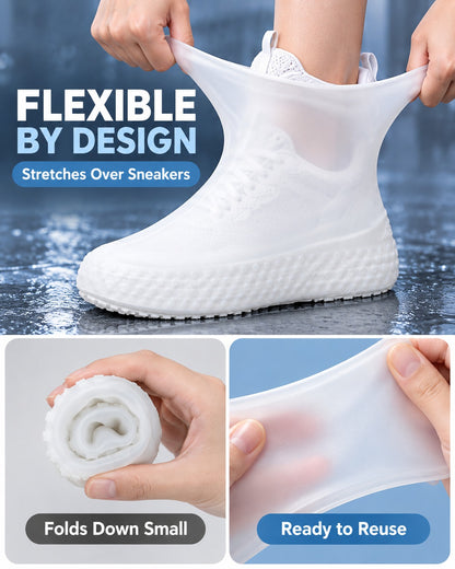 Packable Stretch-On Rain Shoe Covers – Reusable Waterproof Overshoes for Everyday Footwear