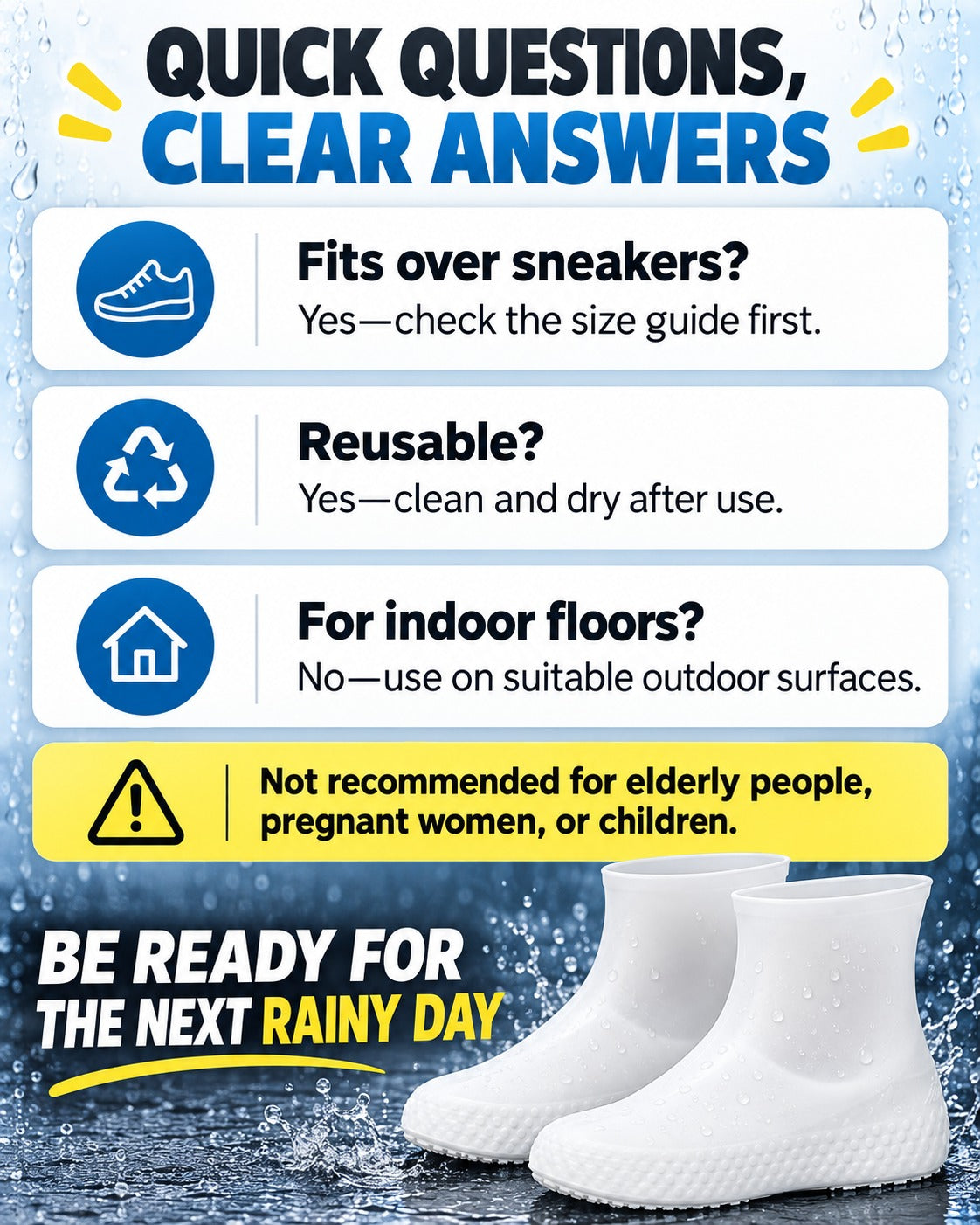 Packable Stretch-On Rain Shoe Covers – Reusable Waterproof Overshoes for Everyday Footwear