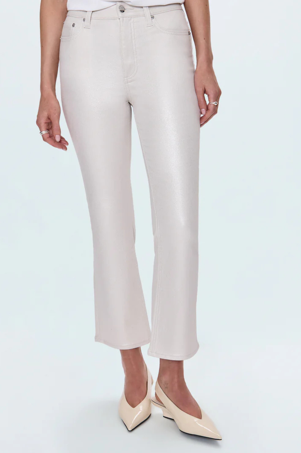 Lennon High Rise Cropped Boot- Ivory Luster