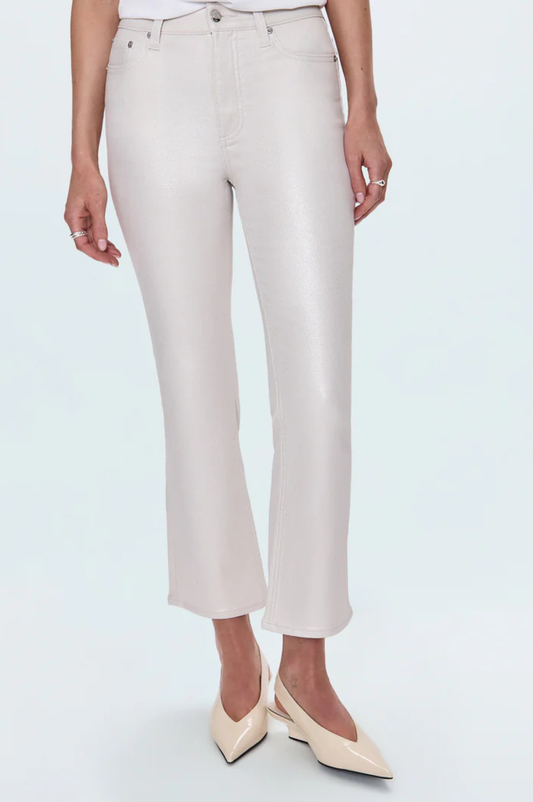 Lennon High Rise Cropped Boot- Ivory Luster
