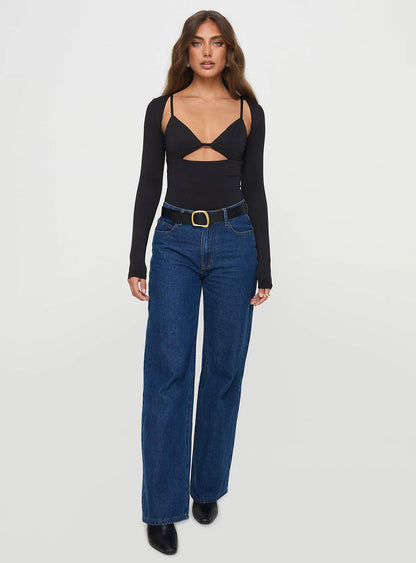 Bolden Long Sleeve Bodysuit Black