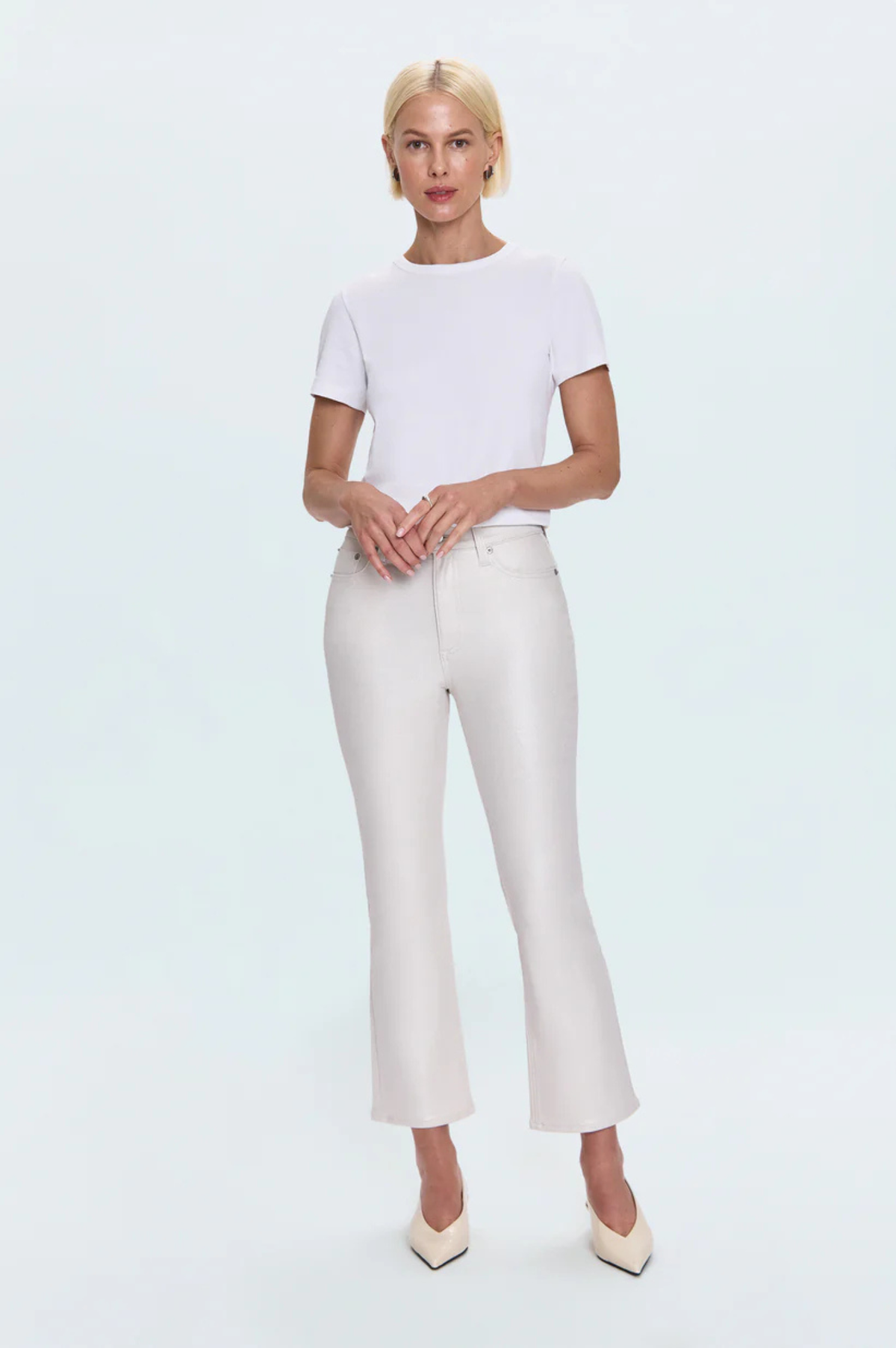 Lennon High Rise Cropped Boot- Ivory Luster