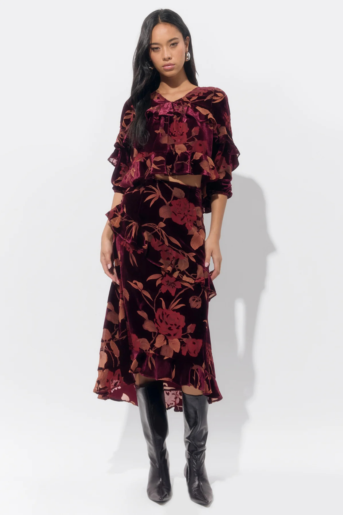 Reese Flutter Sleeve Velvet Burnout Top