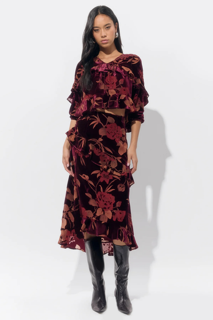 Reese Flutter Sleeve Velvet Burnout Top