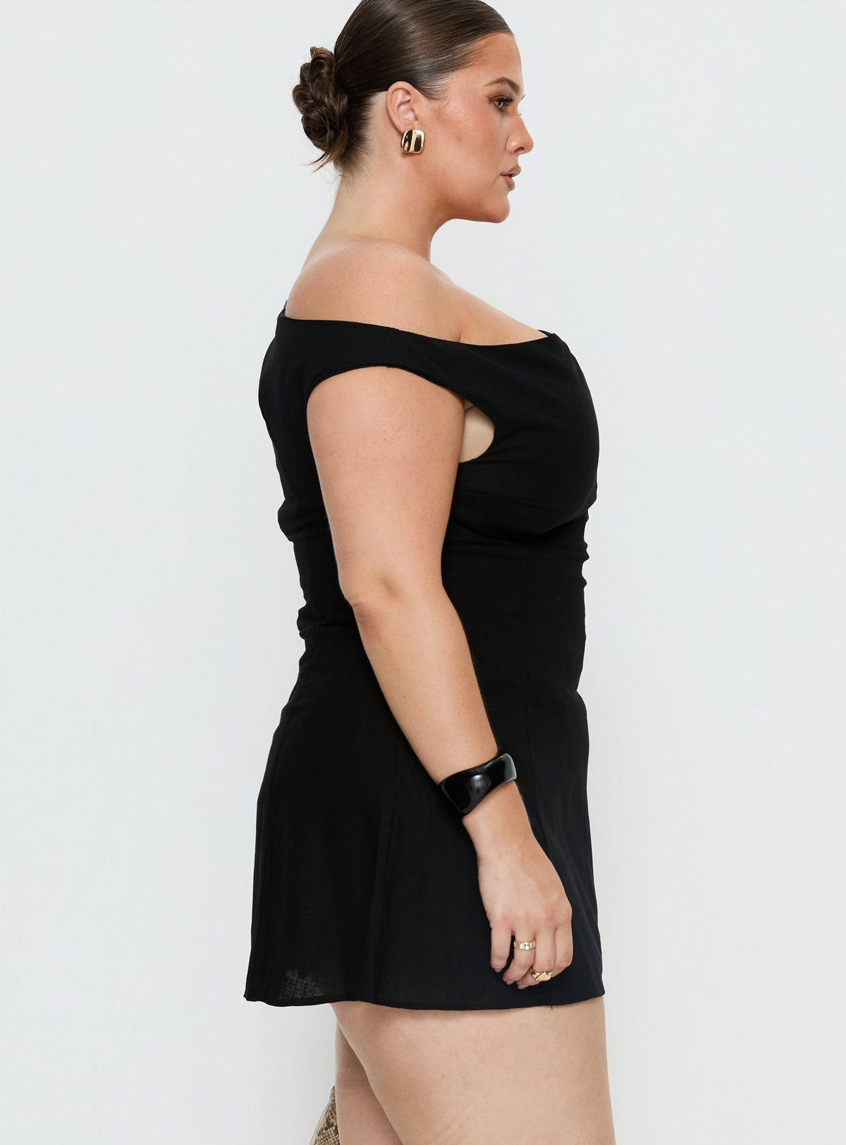 Anjela Off Shoulder Romper Black Curve