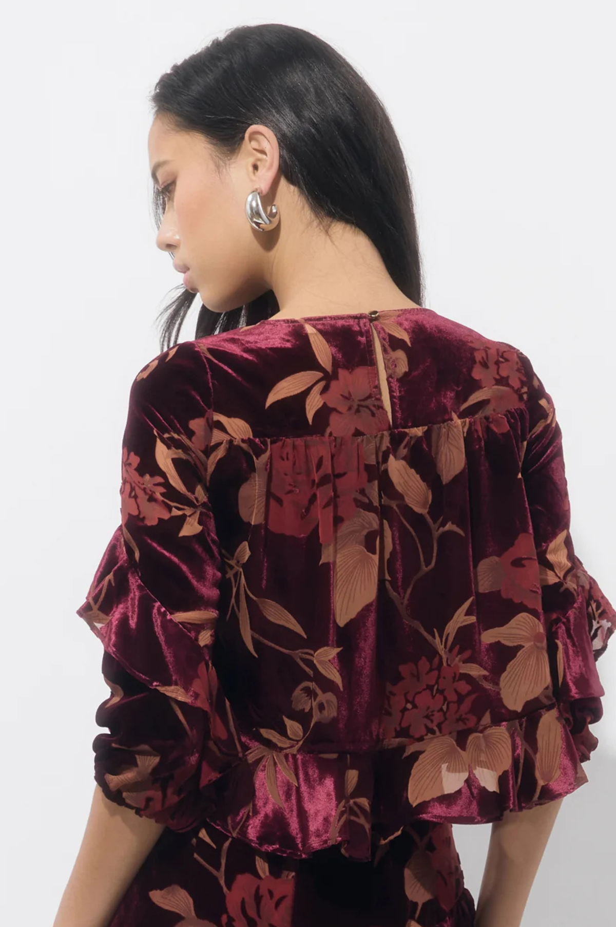 Reese Flutter Sleeve Velvet Burnout Top