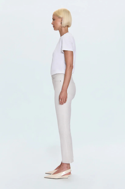 Lennon High Rise Cropped Boot- Ivory Luster
