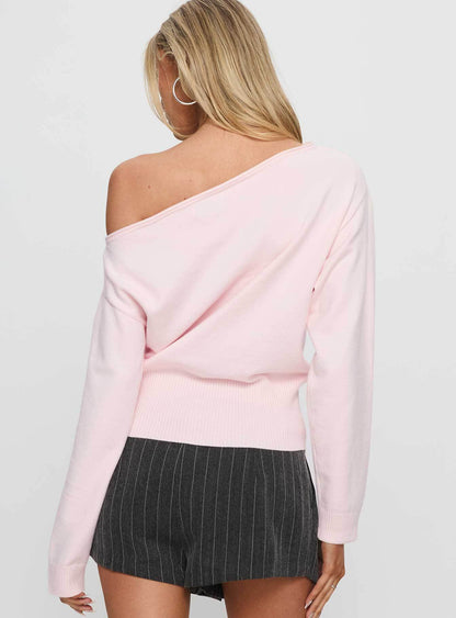 Accomplish Off Shoulder Jumper Pink