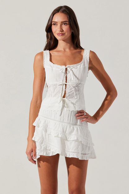 Kensley Eyelet Tiered Mini Skirt