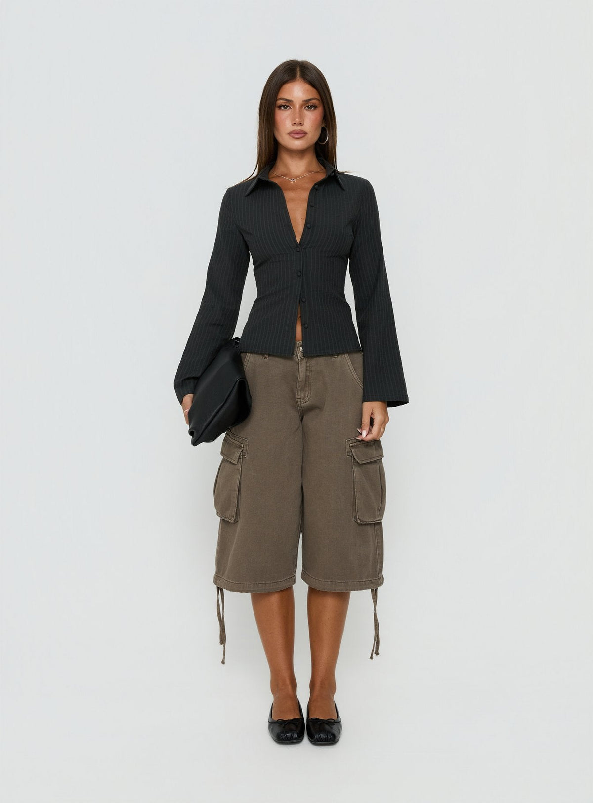 Anni Pinstripe Shirt Black