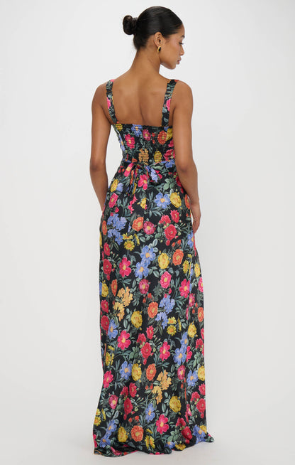 Lana Maxi Dress ~ Charm Peony Black Luxe Satin