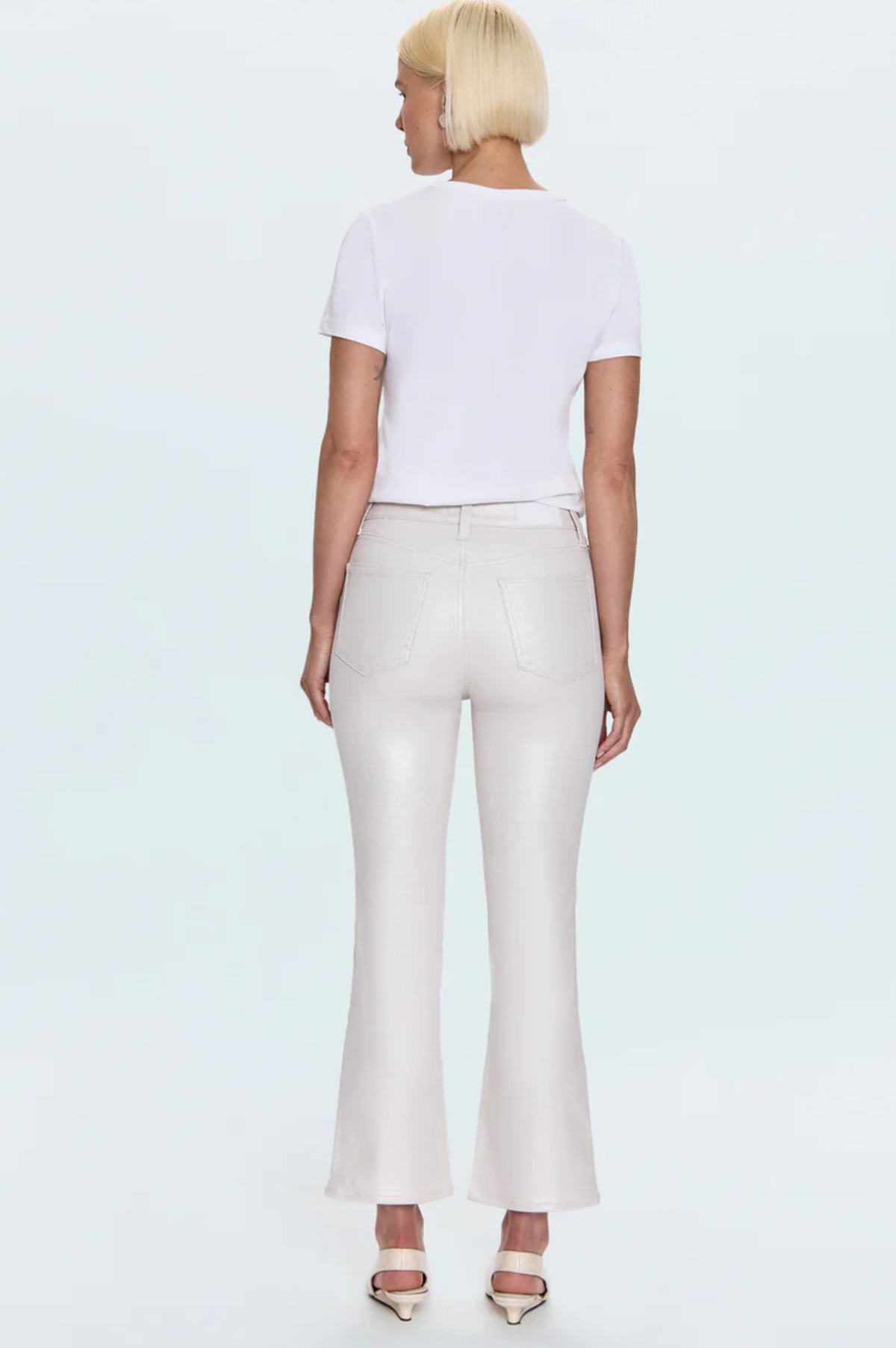 Lennon High Rise Cropped Boot- Ivory Luster