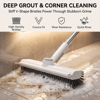 3-in-1 Rotating Floor Scrub Brush with Squeegee