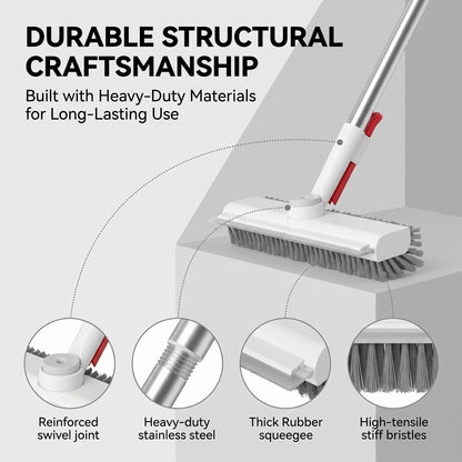 3-in-1 Rotating Floor Scrub Brush with Squeegee