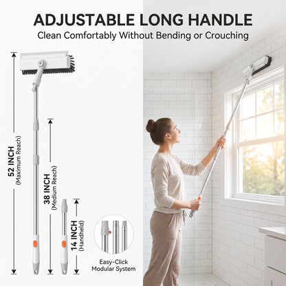 3-in-1 Rotating Floor Scrub Brush with Squeegee