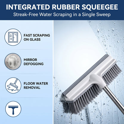 3-in-1 Rotating Floor Scrub Brush with Squeegee