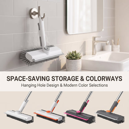 3-in-1 Rotating Floor Scrub Brush with Squeegee