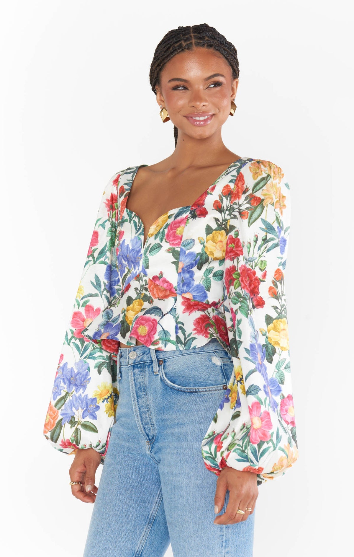 Lover Top ~ Charm Peony White Taffeta