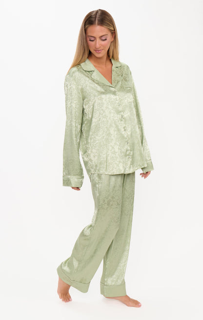 Classic PJ Set ~ Pistachio Floral Silky