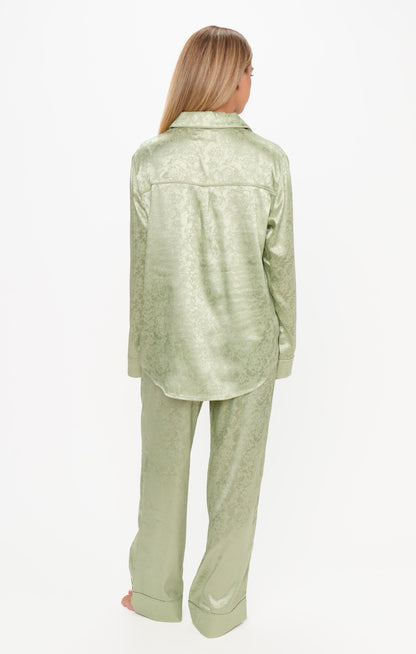 Classic PJ Set ~ Pistachio Floral Silky