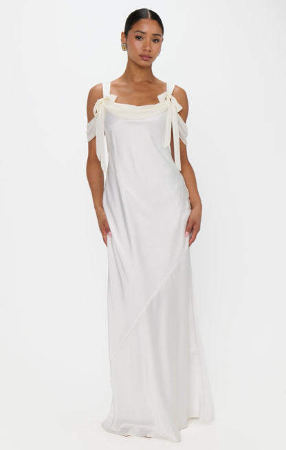 Bella Maxi Dress ~ Ivory Luxe Satin