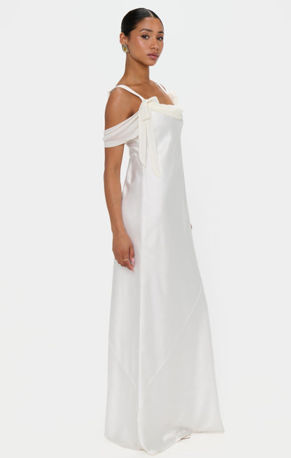 Bella Maxi Dress ~ Ivory Luxe Satin