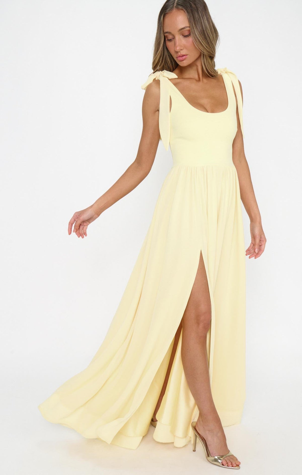Harper Maxi Dress ~ Pale Yellow Chiffon