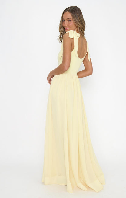 Harper Maxi Dress ~ Pale Yellow Chiffon