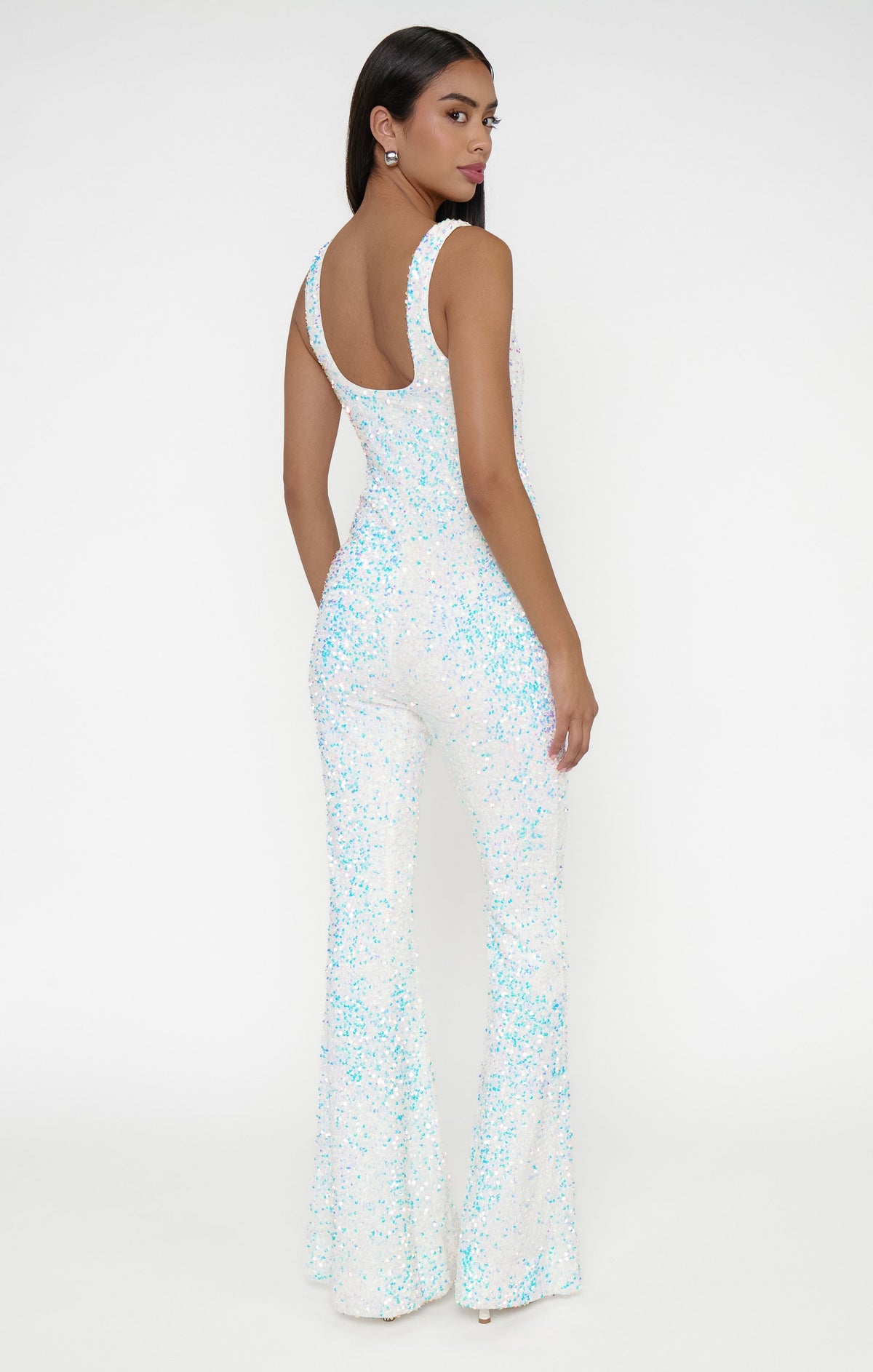 Lively Jumpsuit ~ White Sparkle Sequins