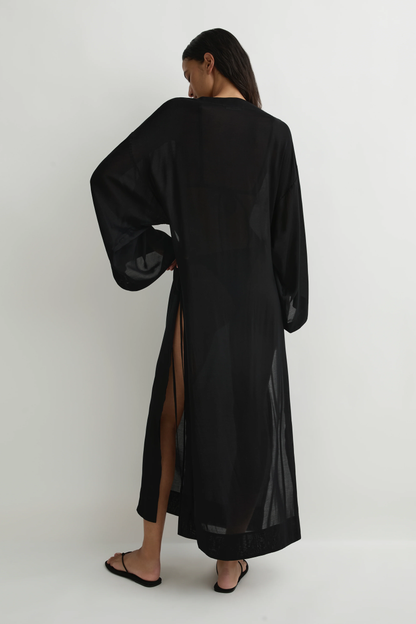 BONDI BORN Cremona Tie-Side Maxi Coverup - Black