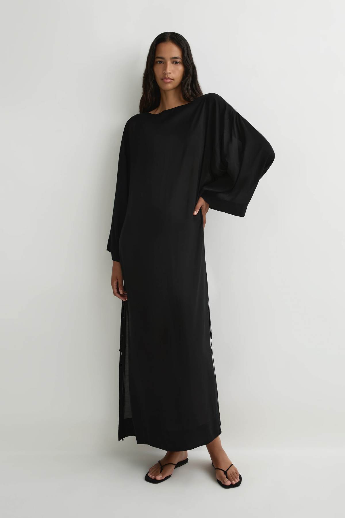 BONDI BORN Cremona Tie-Side Maxi Coverup - Black
