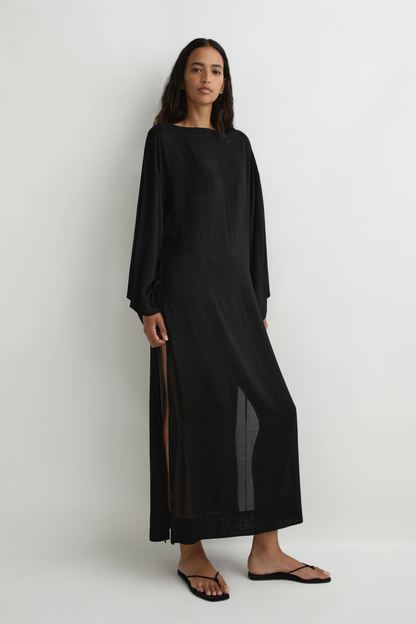 BONDI BORN Cremona Tie-Side Maxi Coverup - Black