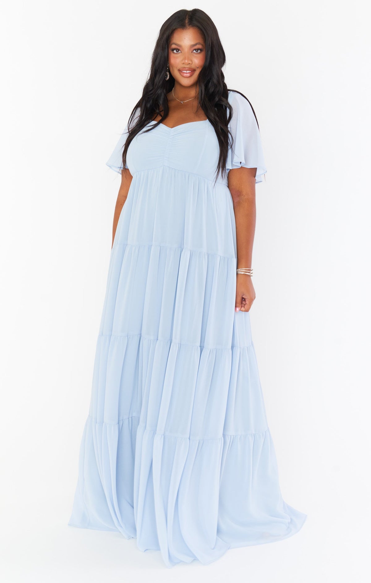 Nicole Maxi Dress ~ Steel Blue Chiffon