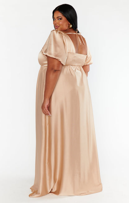 Nora Maxi Dress ~ Champagne Luxe Satin
