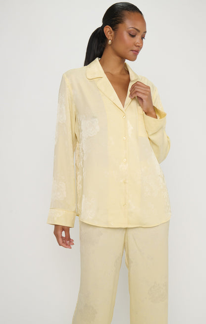Classic PJ Set ~ Yellow Floral Silky