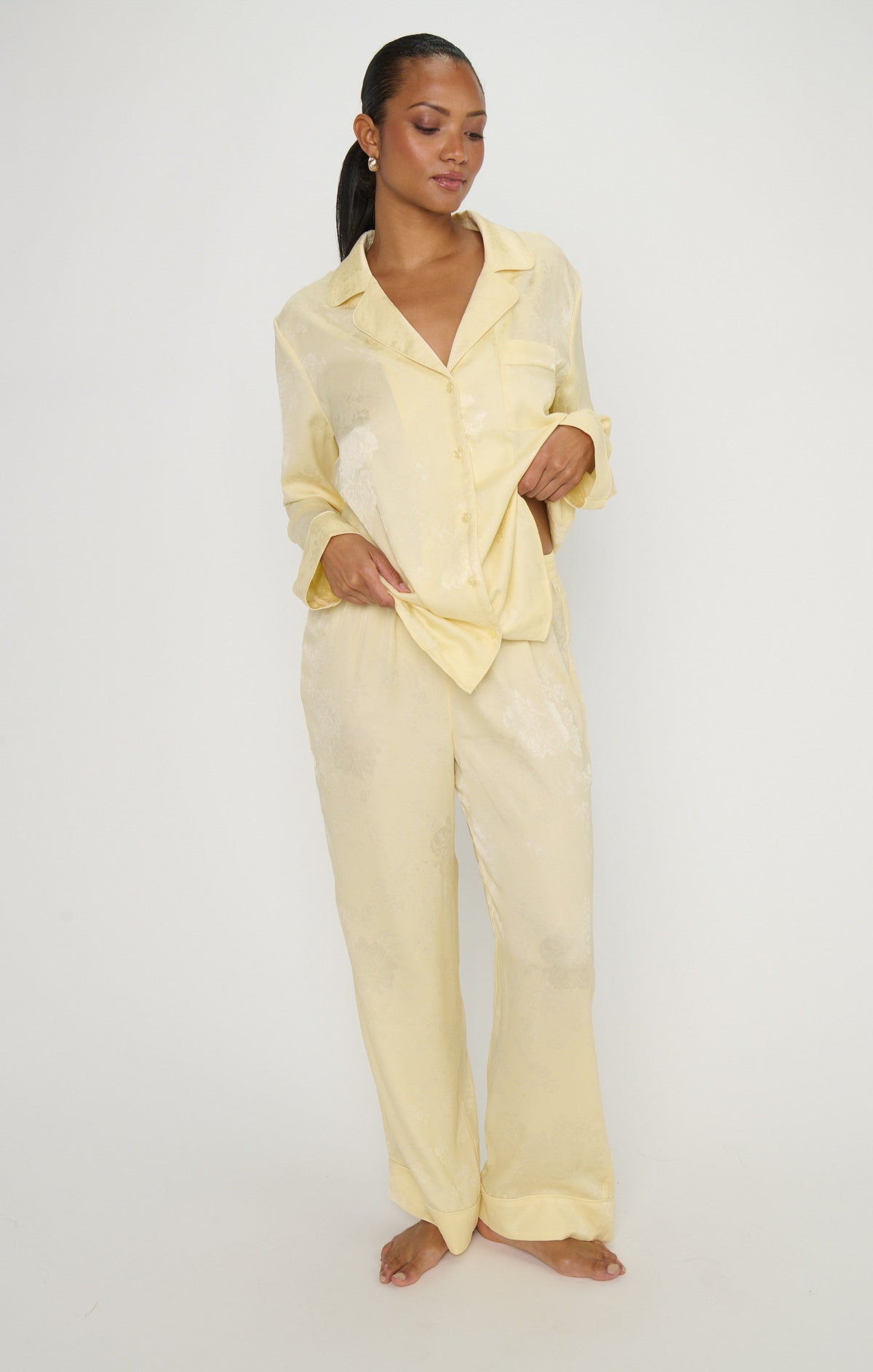 Classic PJ Set ~ Yellow Floral Silky