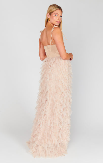 Francesca Maxi Dress ~ Champagne Tulle Ruffle