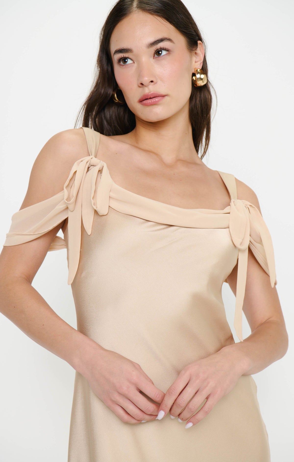 Bella Maxi Dress ~ Champagne Luxe Satin
